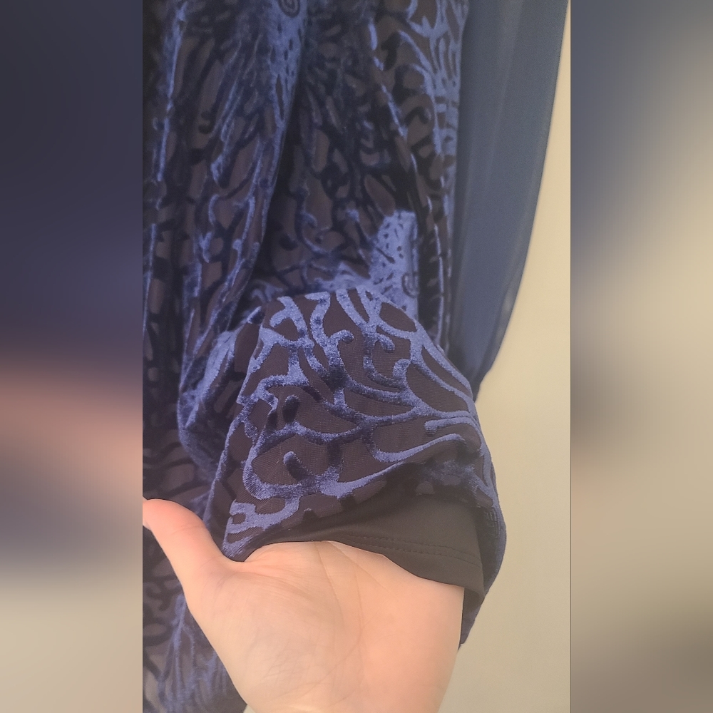Blackmilk Navy burned velvet dress.  L - Picture 4 of 10